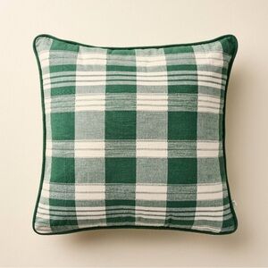 18” Plaid Square Toss Pillow Cream/Green Hearth & Hand with Magnolia Christmas